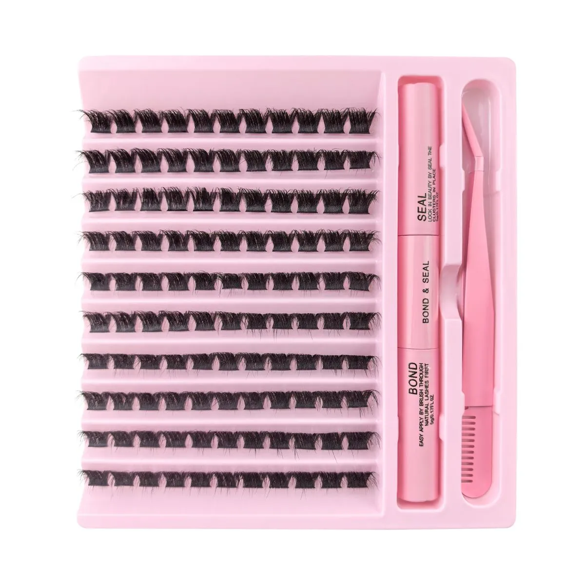 DIY Lash Extension Kit – 280 Pcs Volume & Curl Segmented Cluster Lashes with Lash Bond & Seal + Tweezers, Self-Grafting Fluffy False Eyelashes for Home Application